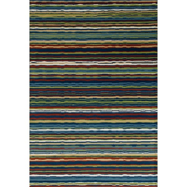 Standalone 3 x 4 ft. Seaport Collection Wavy Stripe Woven Area Rug, Multi Color ST2590073 - main
